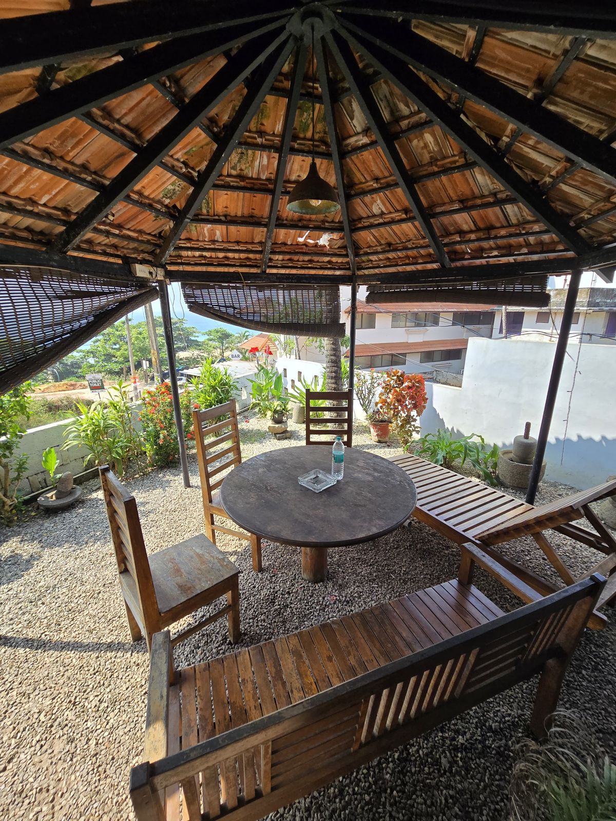 Garden gazebo with the sea behind