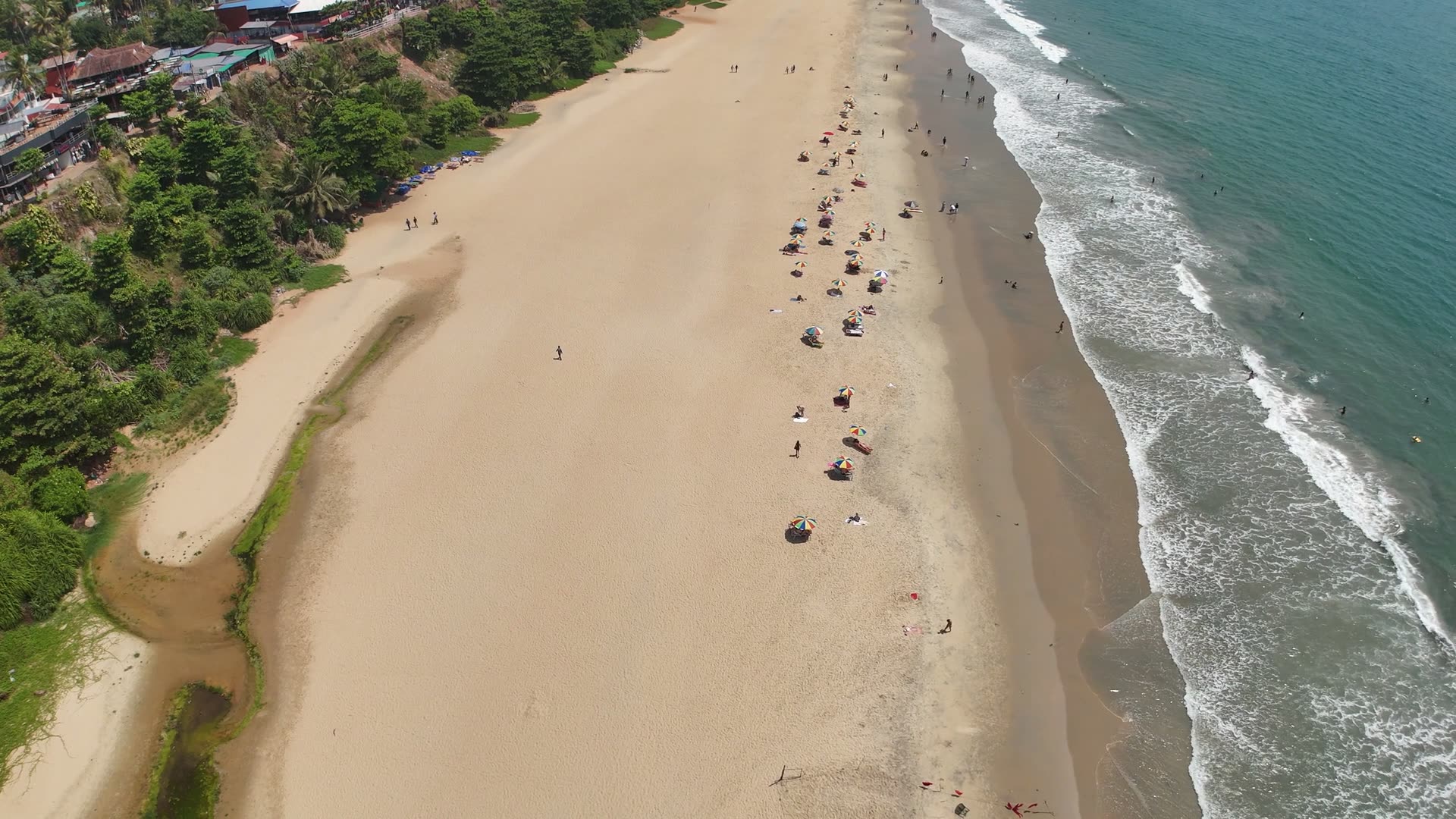 Aerial view of Papanasam Beach, Varkala